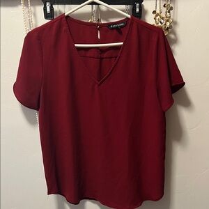 41 Hawthorn Women's Burgundy V-Neck Blouse